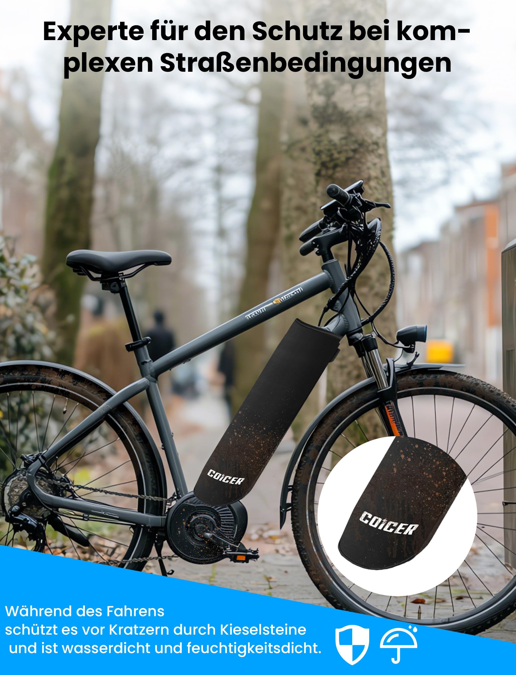 COICER E-Bike Akku Schutzhülle 28-45 cm Umfang Transportschutz Schutz, Ebike Schutz für Mehr Reichweite, Universale Passform, Fahrrad Abdeckung für Integrierte E bike Akkus