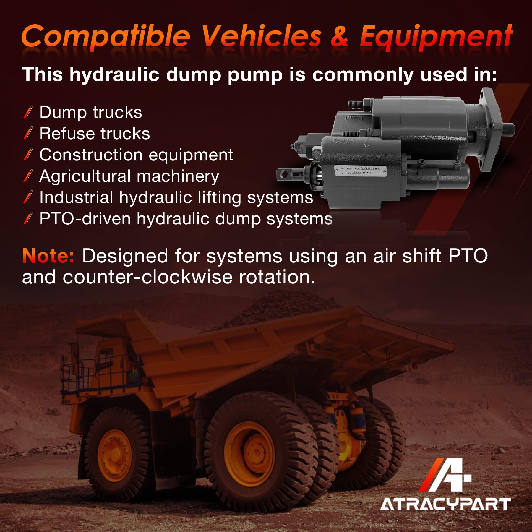 Amazon.com: PTO Dump Pump Hydraulic Hydro Cylinder C102 Direct