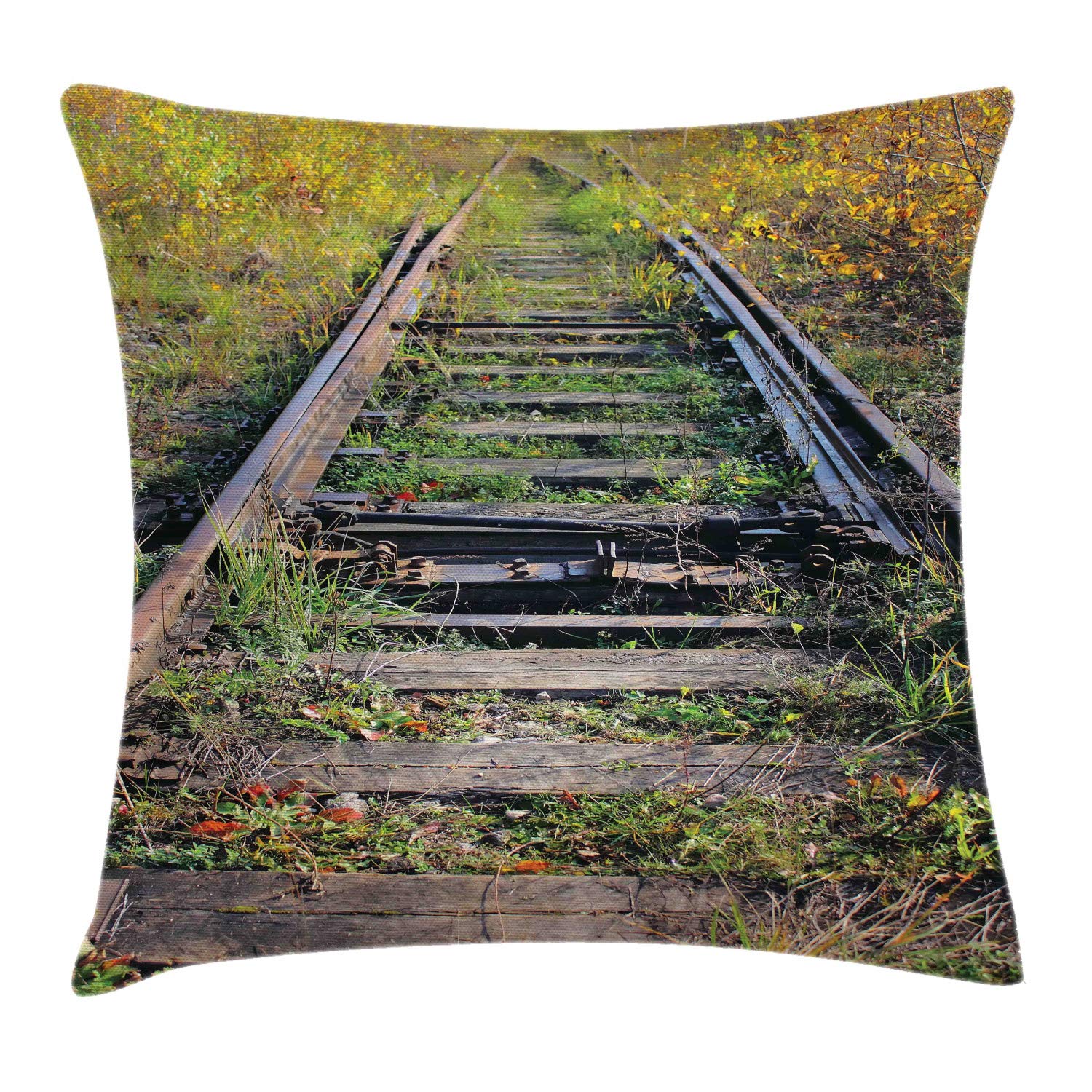 ABAKUHAUS Federa Cuscino 40x40 Cm Con Ferrovia E Treni - Copricuscino In Poliestere Stampa Multicolore, Lavabile In Lavatrice, Per Divano E Camera Da Letto