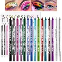 15 Colorful Eyeliner Pen Set, Eye Shadow Pencil, Pearl Eyeliner Kit Metallic Glitter Colored Eye liner for Women Eye&amp;Lip Liner Professional Waterproof Eye Makeup