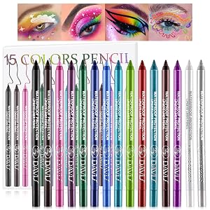 Colorful Eyeliner Pen Set 15Colors Eye Shadow Pencil Pearl Eyeliner Kit Metallic Glitter Colored Eye liner for Women