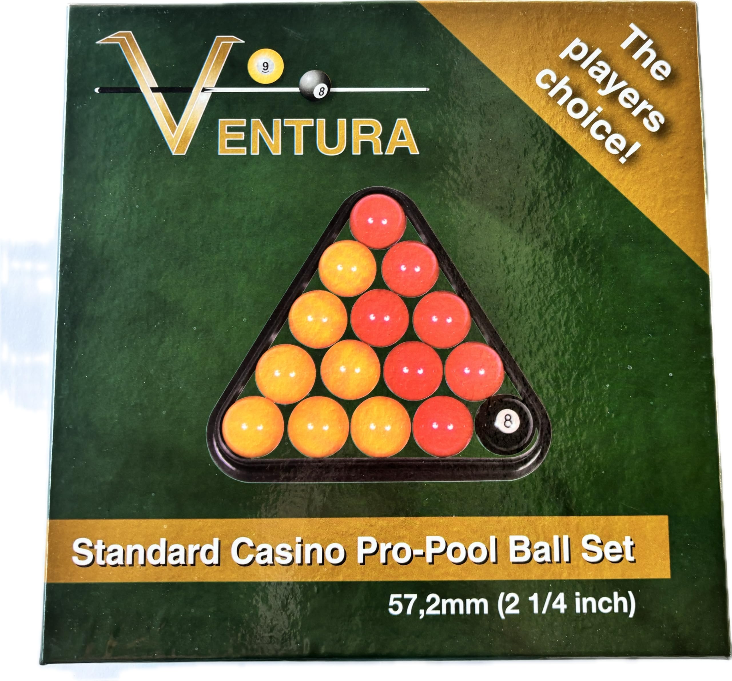 Générique Boules de Billard Pro Pool, 57,2 mm, Set de 16 Pièces, Rouge et Jaune, Standard Casino