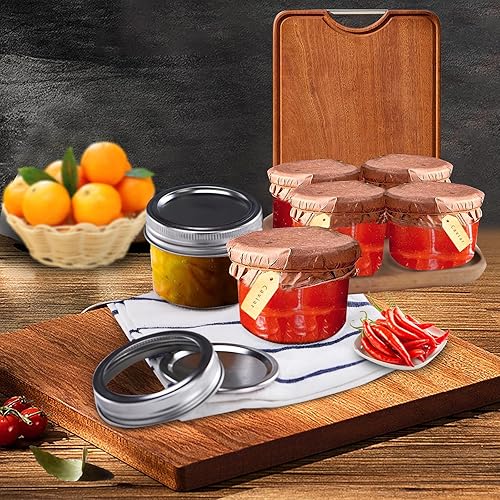 Miniatura 5 de ZALSSKE Juego de 8 frascos pequeños de 4 onzas con tapas, tarro Mason de boca ancha, tapa dividida extraíble, tarro de vidrio para especias, miel,