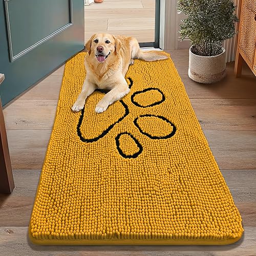Miniatura 118 de Smiry Tapete para puerta de perro para patas fangosas, absorbente que atrapa la suciedad, antideslizante, de secado rápido, lavable, tapete de