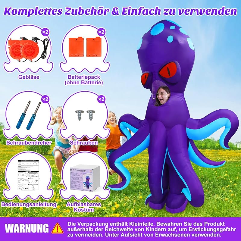 Danxilu Felfújható Jelmez Felnőtteknek - Polip és Dinoszaurusz Teljes Test Állatjelmez Férfiaknak és Nőknek - Vicces Cosplay, Party és Ünnep