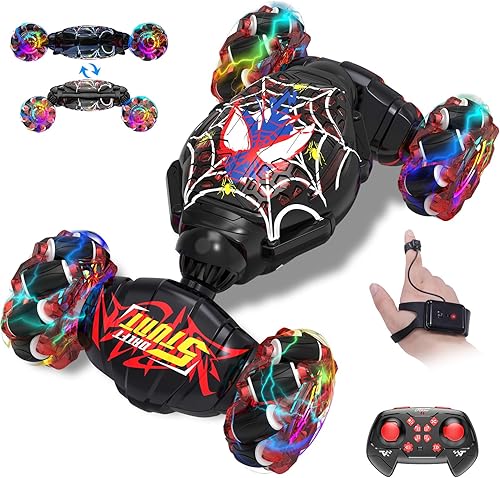 Nikuku Auto de acrobacias RC con detección de gestos, auto de control remoto controlado a mano 4WD con rotación de 360, juguete de deriva de 2.4 GHz