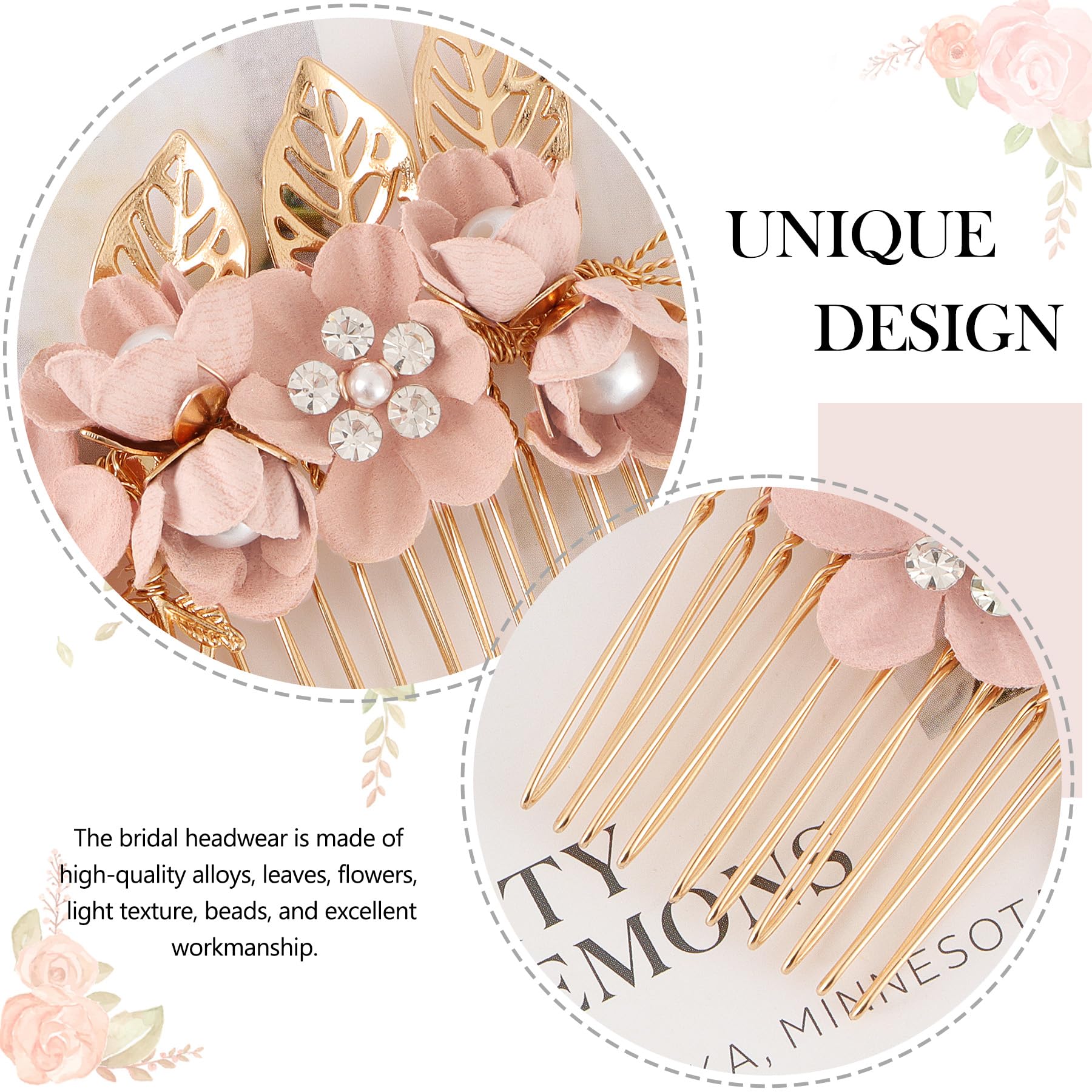 Ainelure Hair Accessories for Women, 8pcs Hair Pins Bride Flower Hair Pearls, Bridal Wedding Hair Accessories for Women Girls Gifts - Image 2