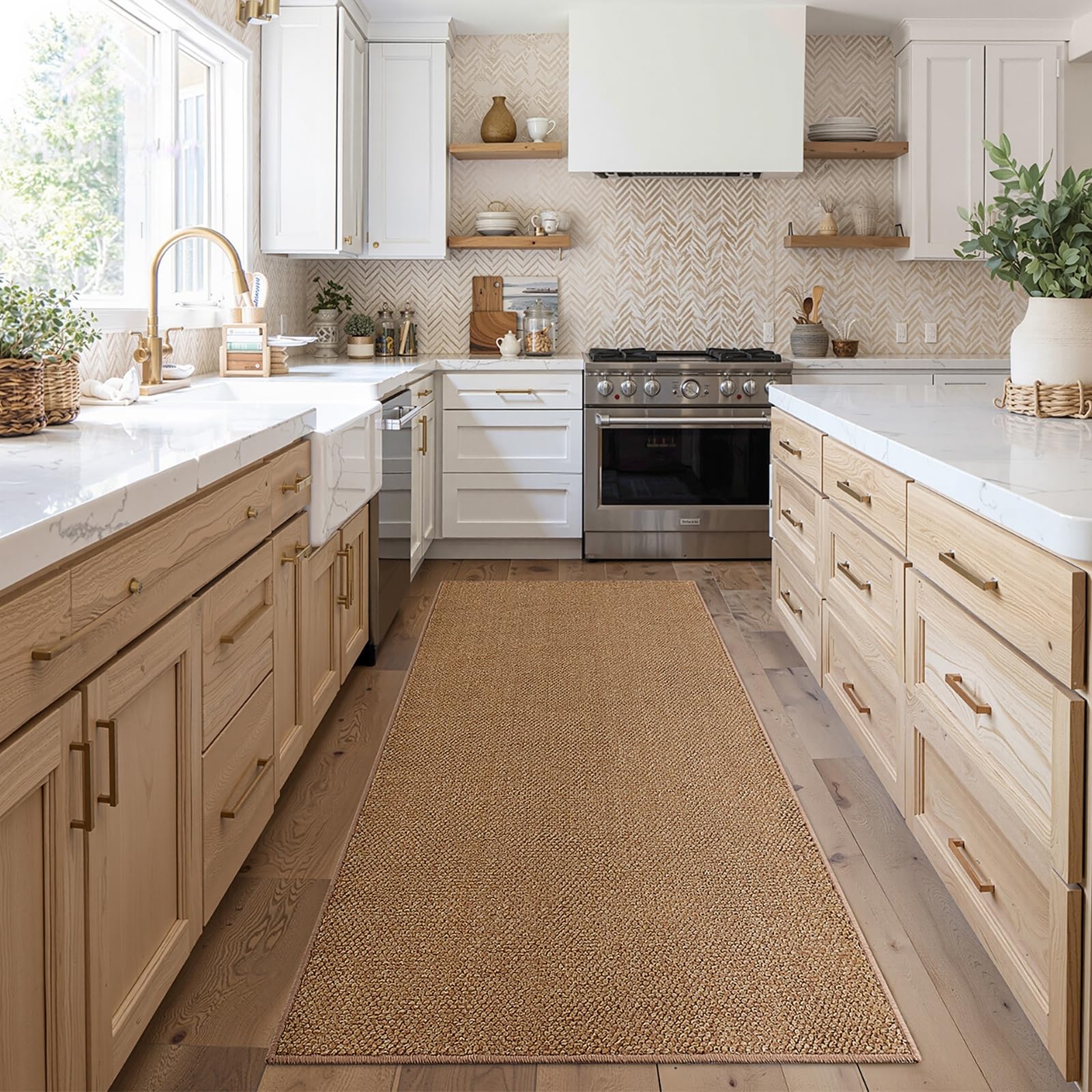 Runners Area Rug for Hallways 2x6 Feet Brown Washable Kitchen Runner Non Slip Hall Runners Entryway Runner Rugs Floor Carpet for Indoor Backdoor Bedroom Kitchen