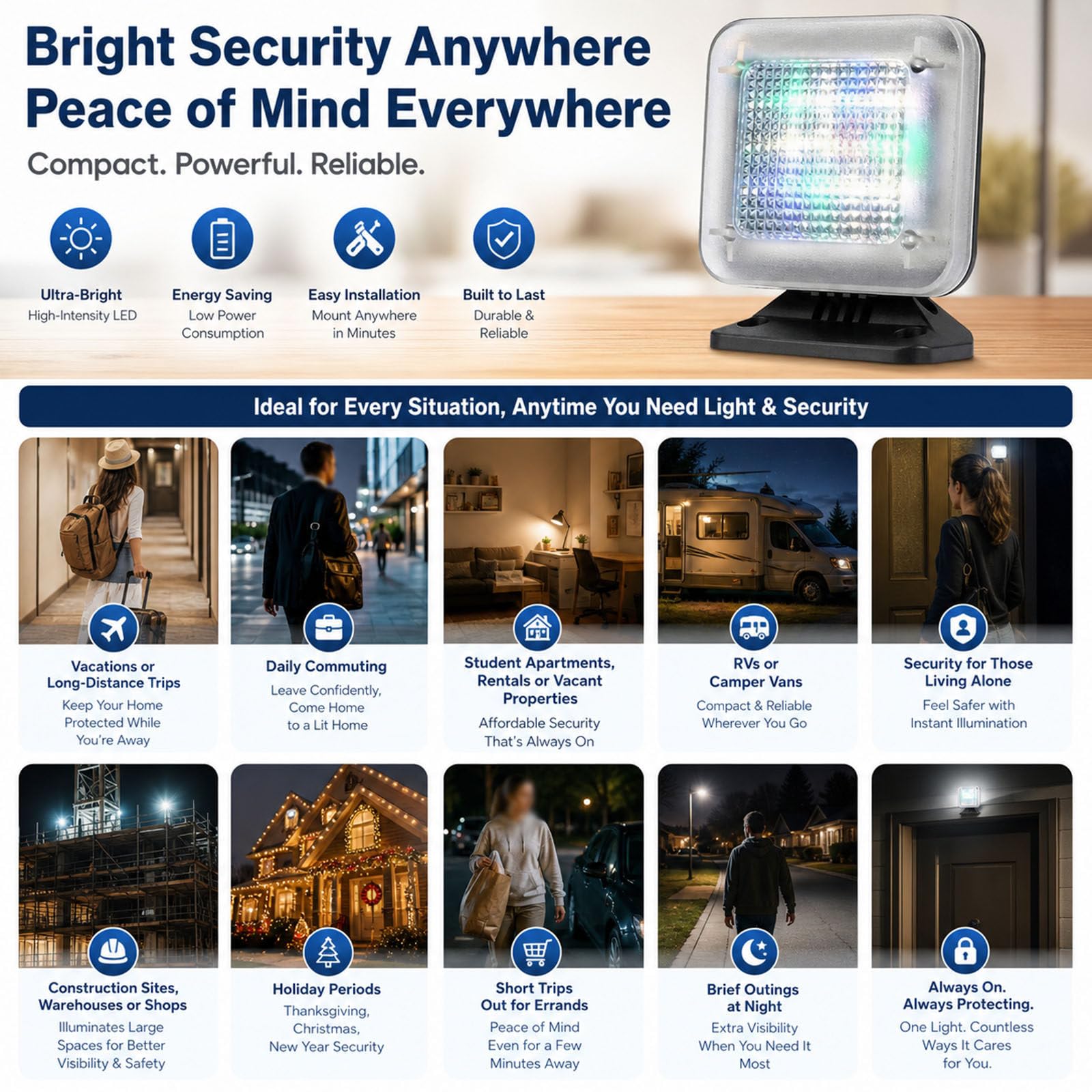 Lampe LED Simulateur TV – LumièRe Anti-Effraction Et Dissuasion De Vol avec 4 Modes, Minuterie Et Capteur – Se Distingue De L'éClairage Statique Conventionnel B24LED