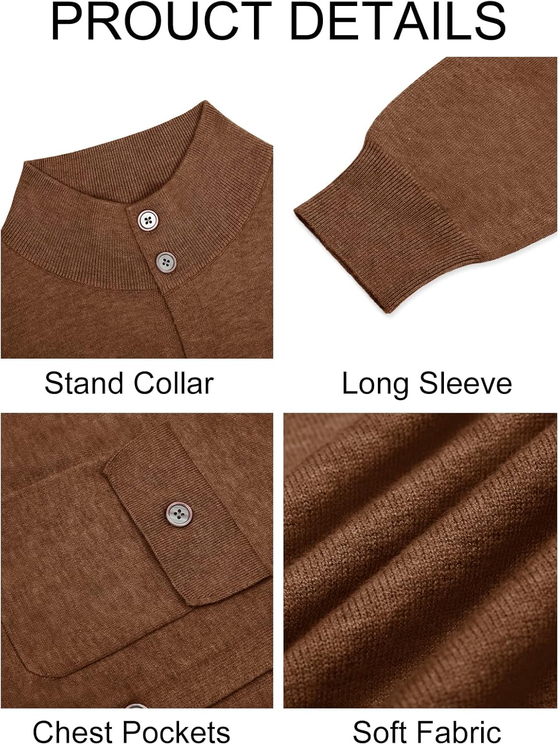 Runcati Mens Stand Collar Cardigan Sweater Button Down Long Sleeve Cardigan Jacket Casual Winter Knitted Sweaters - Image 6
