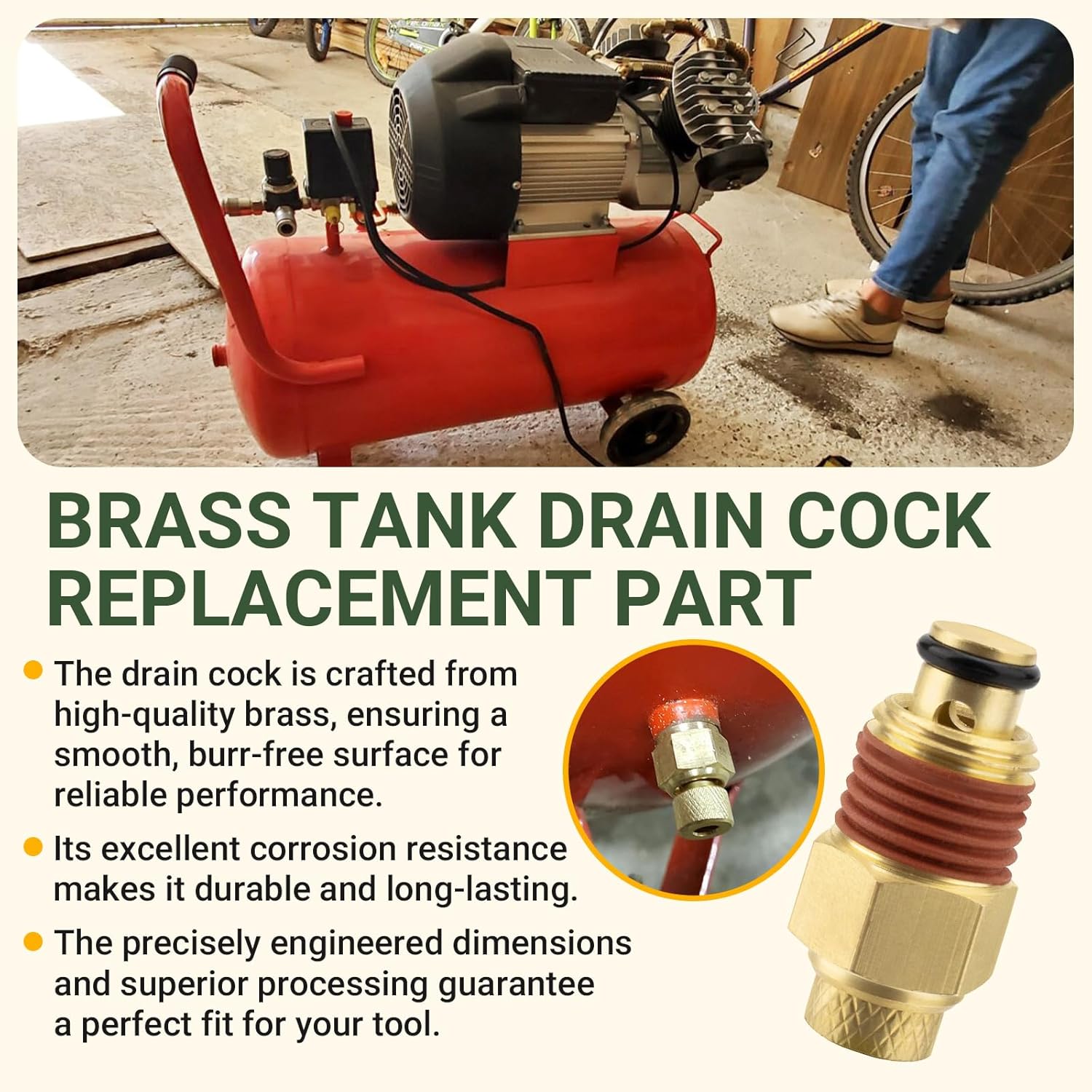 1/4" Drain Valve N286039 for Craftsman Porter Cable Air Compressor, Manual Air Compressor Auto Drain Replacement Part N286039 & A17038, Fits Specific Tank Models (2 Pcs)