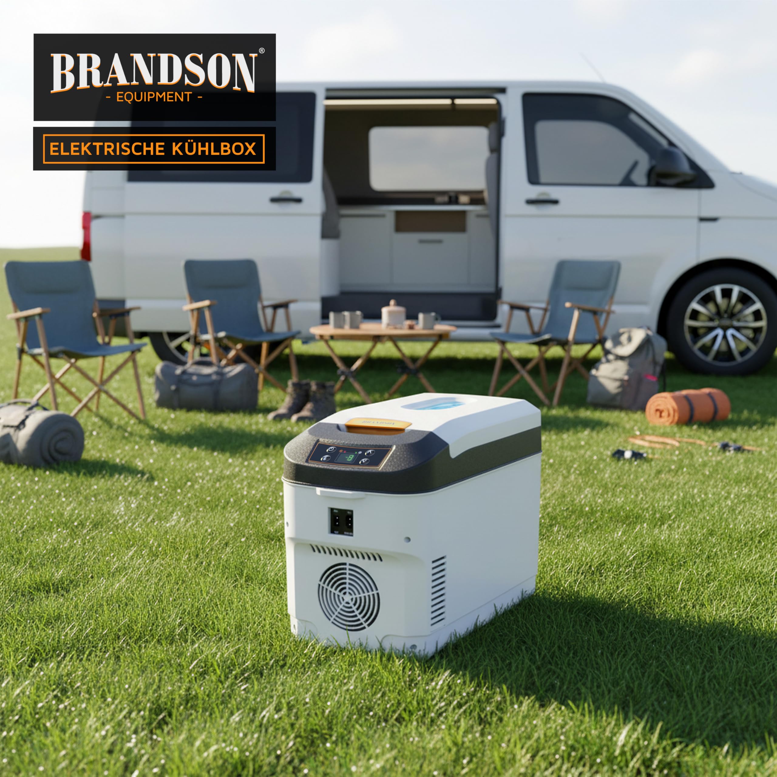 Brandson - Kühlbox elektrisch 10L – 230 V Netzspannung und 12 V KFZ Auto Bordspannung – kühlt und wärmt – Heizen max. 65°C – Herabkühlen ca 20°C unter der Umgebungstemperatur - Weiß