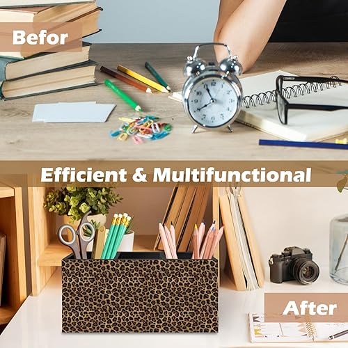 Miniatura 6 de DILSJ Organizador de lápices con estampado de leopardo retro moderno para escritorio, decoración de habitación de guepardo, regalos con estampado de