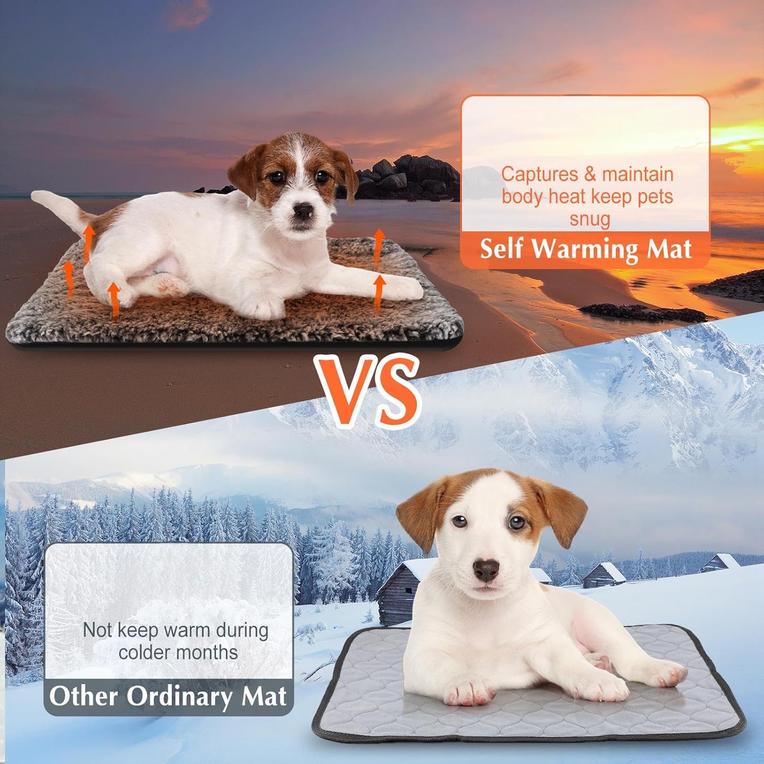 Drydiet 4 Pack Self Warming Cat Pads Self Heating Cat Mat Washable Homeless Dogs Thermal Pads Kennel Pad Reflects Body Heat Warm Crate Bed Mat for Indoor Outdoor Pet(Gray,16 x 20 Inch)