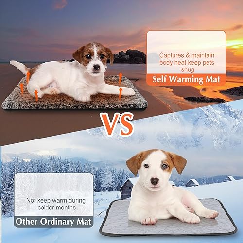 Miniatura 7 de Paquete de 4 Almohadillas Autocalentables para Gatos, Alfombrilla Calefactora para Gatos Lavable, Almohadillas Térmicas para Perros sin Hogar,