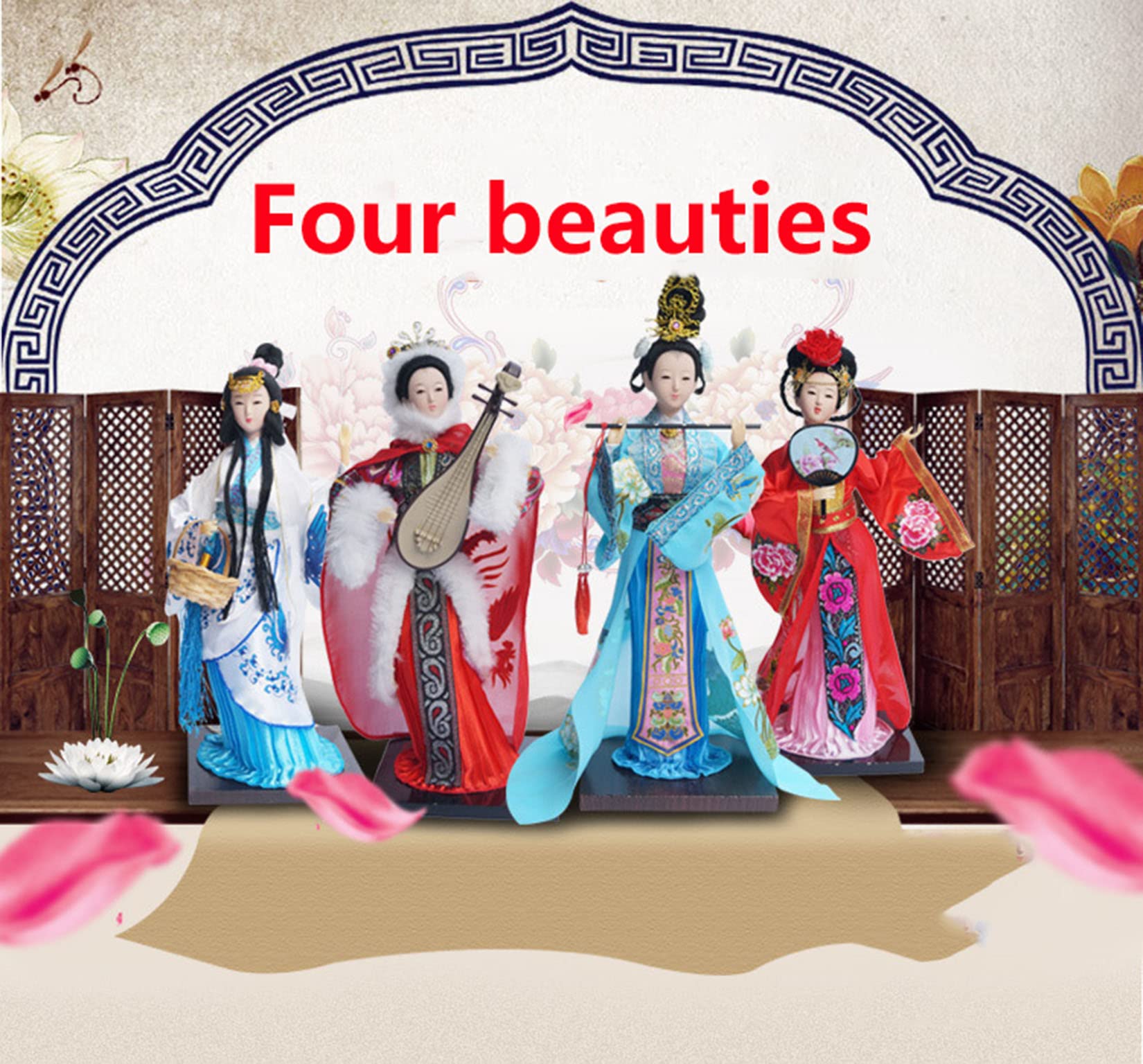 Amazon.co.jp: 中国人形テーブル装飾唐女王王朝楊貴妃古代四美人形彫像