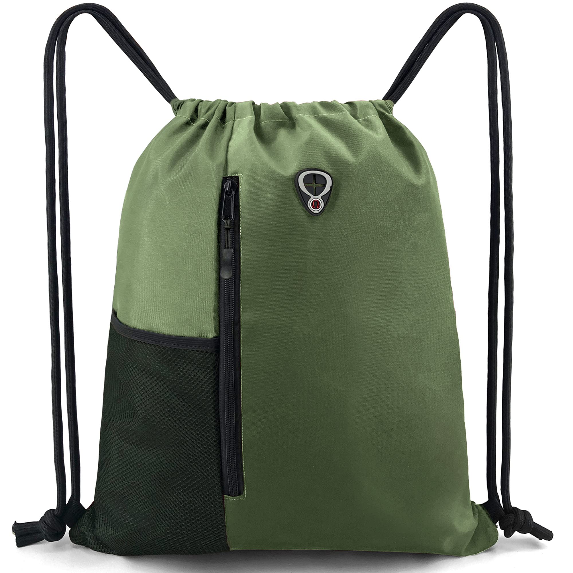 Drawstring Bag Backpack String Swim PE Bag Large Drawstring Sports Gym Bag for Women Mens with Zipper and Mesh Pockets, Travel Beach Bag Pack for Teens Unisex