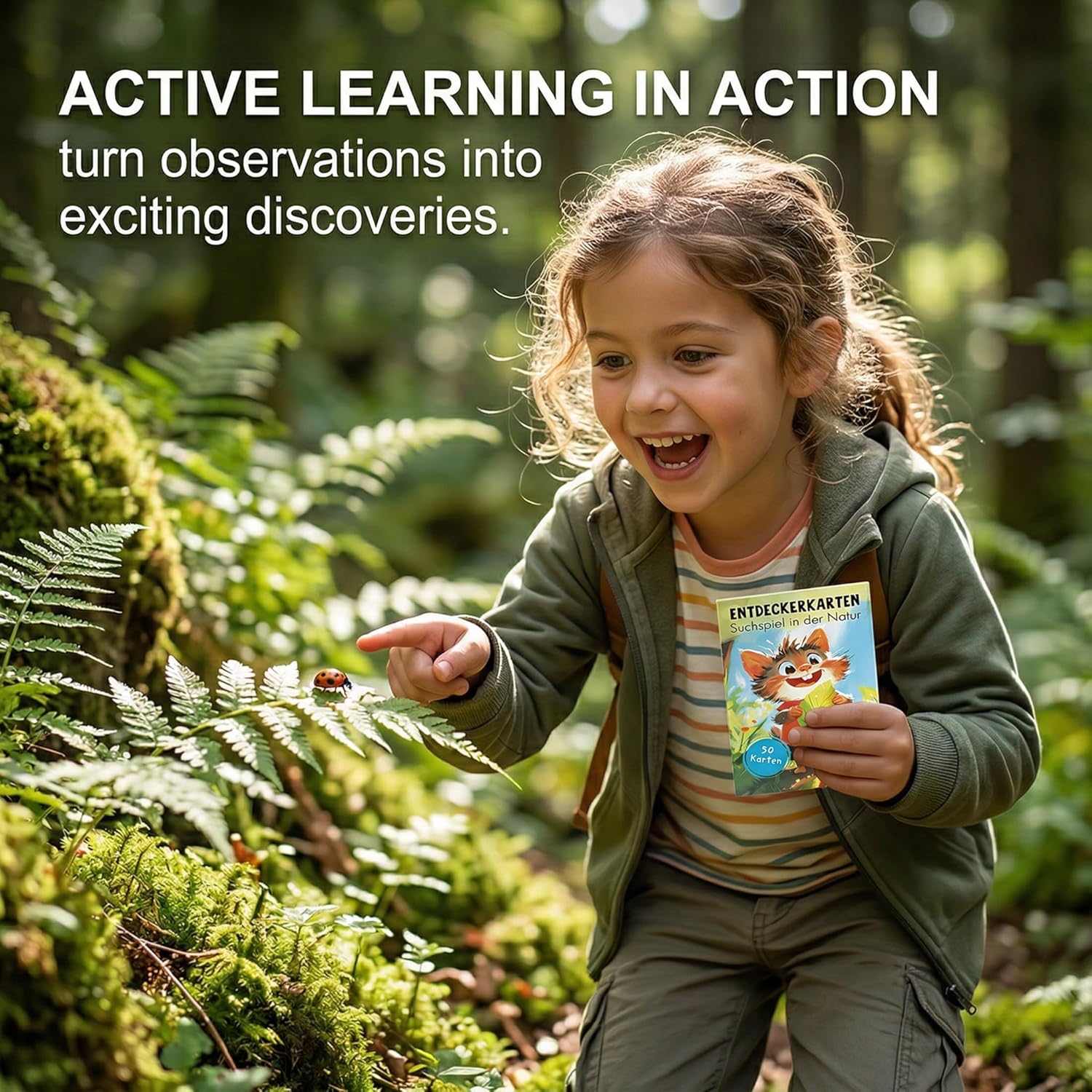 One Set of Exploration Card, Explorer Cards for Children, Search Game Cards with 100 Tasks, for Outdoor Nature Exploration, Indoor Treasure Hunt and Forest Walks, Multicoloured