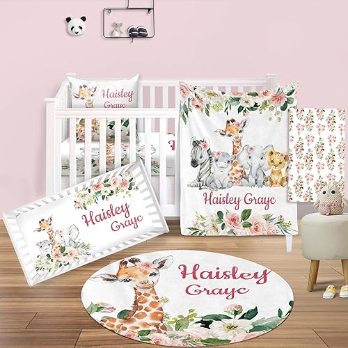 Juego de ropa de cama personalizada para cuna decoración personalizada para guardería, manta de bebé, sábana bajera para cuna, funda para cambiador,