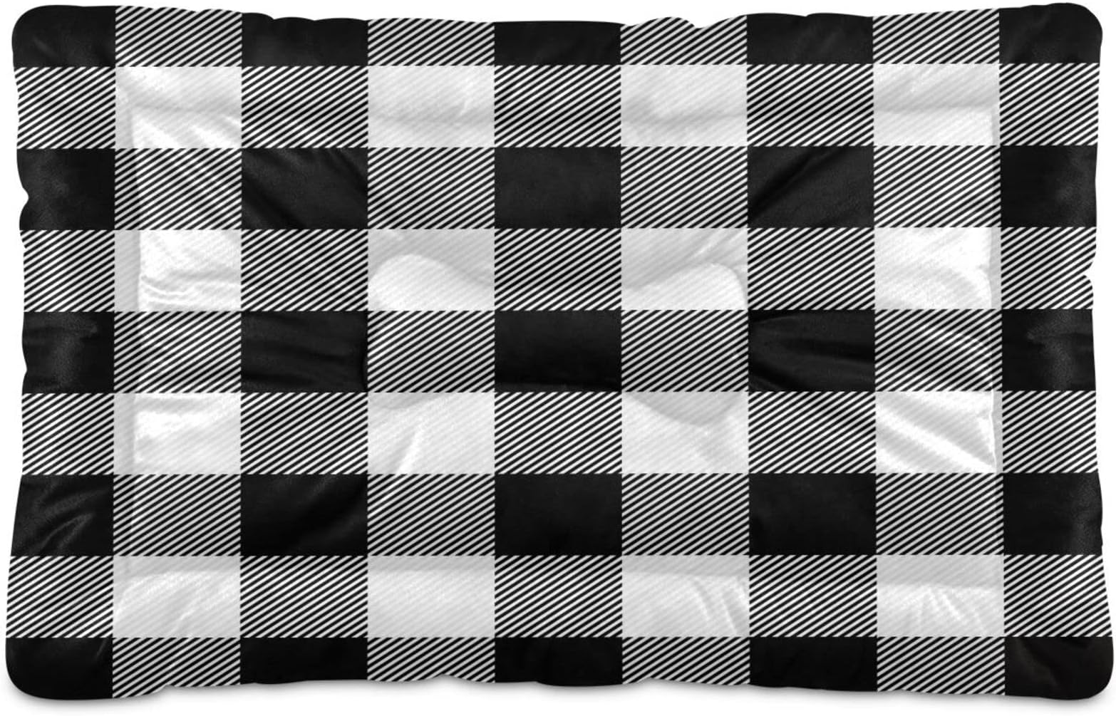 Kigai Black & White Buffalo Plaid Pet Bed Mat for Dog Cat