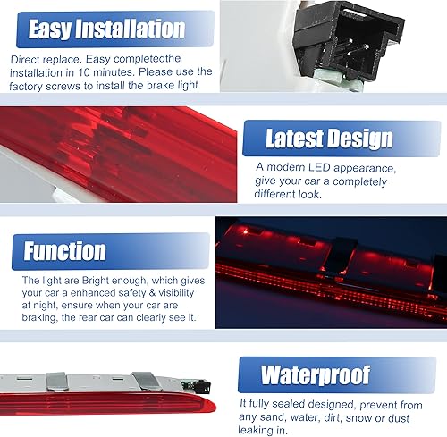 Miniatura 5 de X AUTOHAUX Tercera luz de freno trasero de alto nivel 1648201056A para Mercedes-Benz W164 ML Clase ML320 ML350 ML500 ML550 ML63AMG 2005-2011
