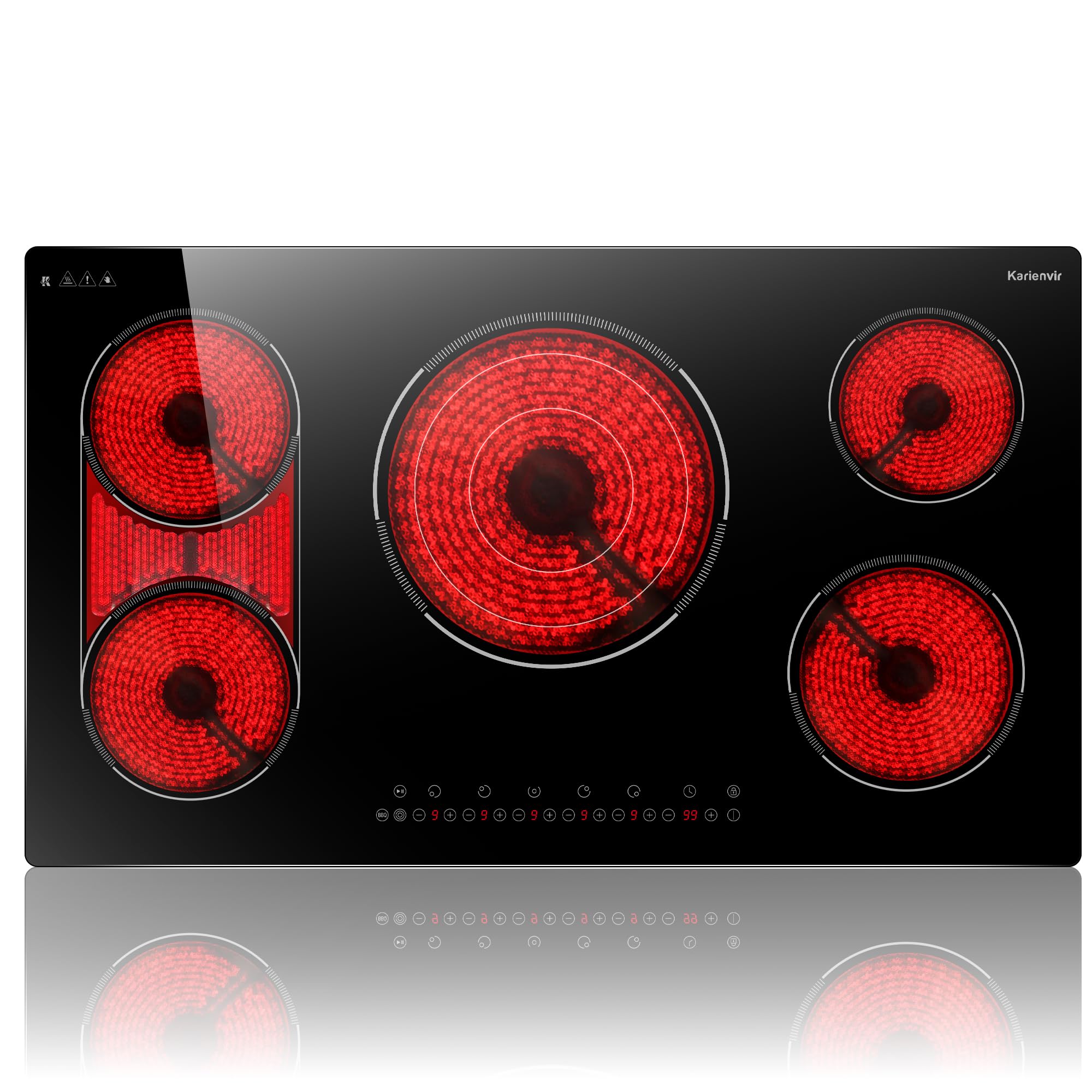 Karienvir 36 Inch Electric Cooktop 5 Burner