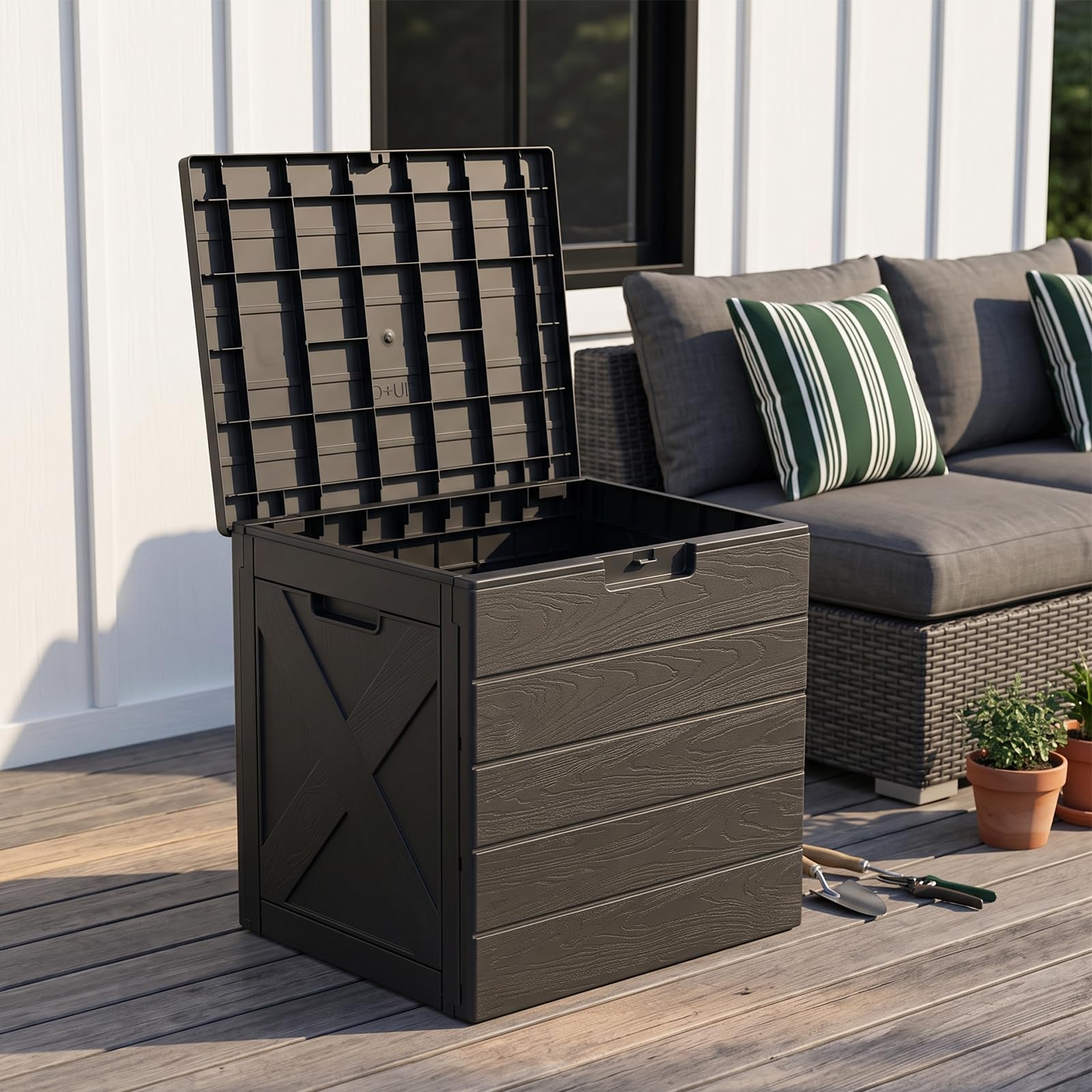 Boîte de rangement de jardin étanche - 110 l - Anthracite - 56 x 43 x 53 cm