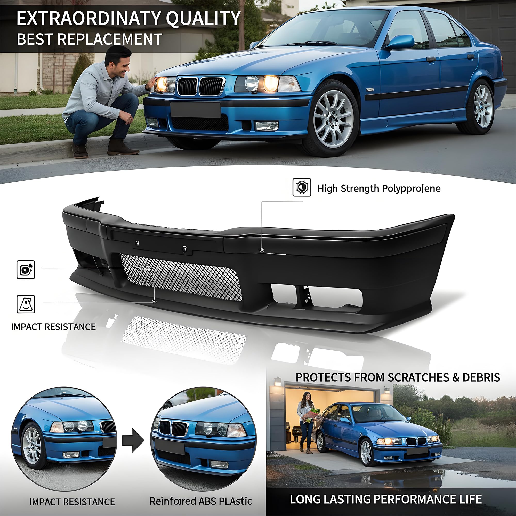 Amazon.co.jp: PENSUN M3 フロントバンパー BMW E36 3Series 1992-1998 
