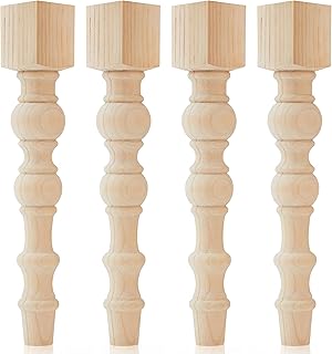 4 Pcs Farmhouse Table Legs, 29" x5'' Pine Dining Table Legs for Furniture Unfinished Wooden Furniture Dining Cottage Bench Coffee for DIY(Round)