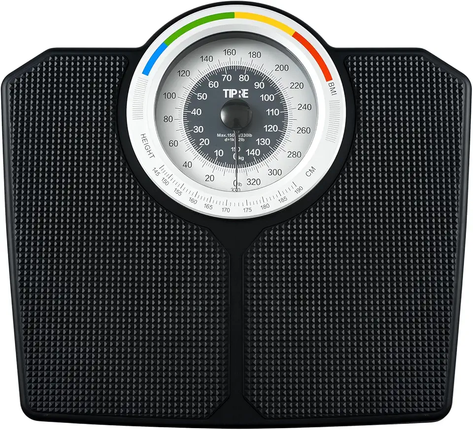 TIPRE Balança Analógica Para Peso Corporal, Balança Mecânica De Banheiro, Balança Analógica Para Peso Corporal, 150 Kg/330 Lb, Balança De Mostrador Com Plataforma Antiderrapante Mais Larga E Espessa