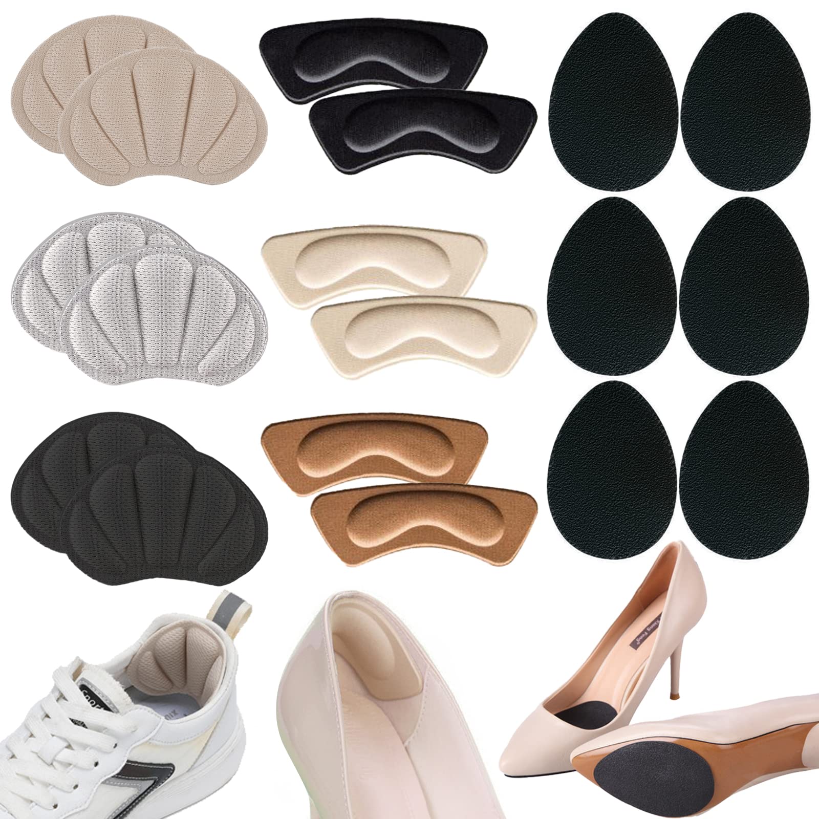 BDSHUNBF 9 Pairs Heel Grips, Comfortable Heel Cushion Pads Inserts, Heel Protectors, Prevent Grind Feet, Kids Heel Grips, Shoes Too Big Inserts Heel Cushion Liners Self Adhesive Shoe, for Women Men