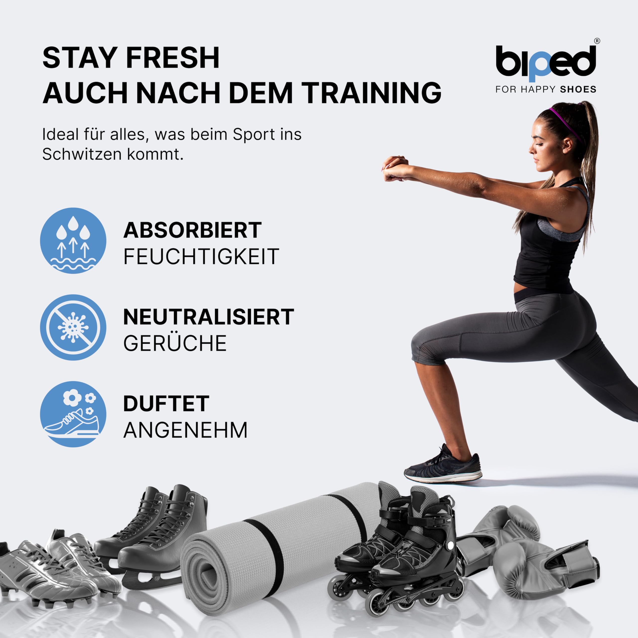 biped FRESH! premium shoe deodorizer - Schuhdeo gegen Geruch und Schweiß - Duft Schuhkissen mit Bambus Aktivkohle - Schuh Geruchsentferner für Sneaker, Schuhe und Sporttaschen z2925(AQUA, 6 Stück)