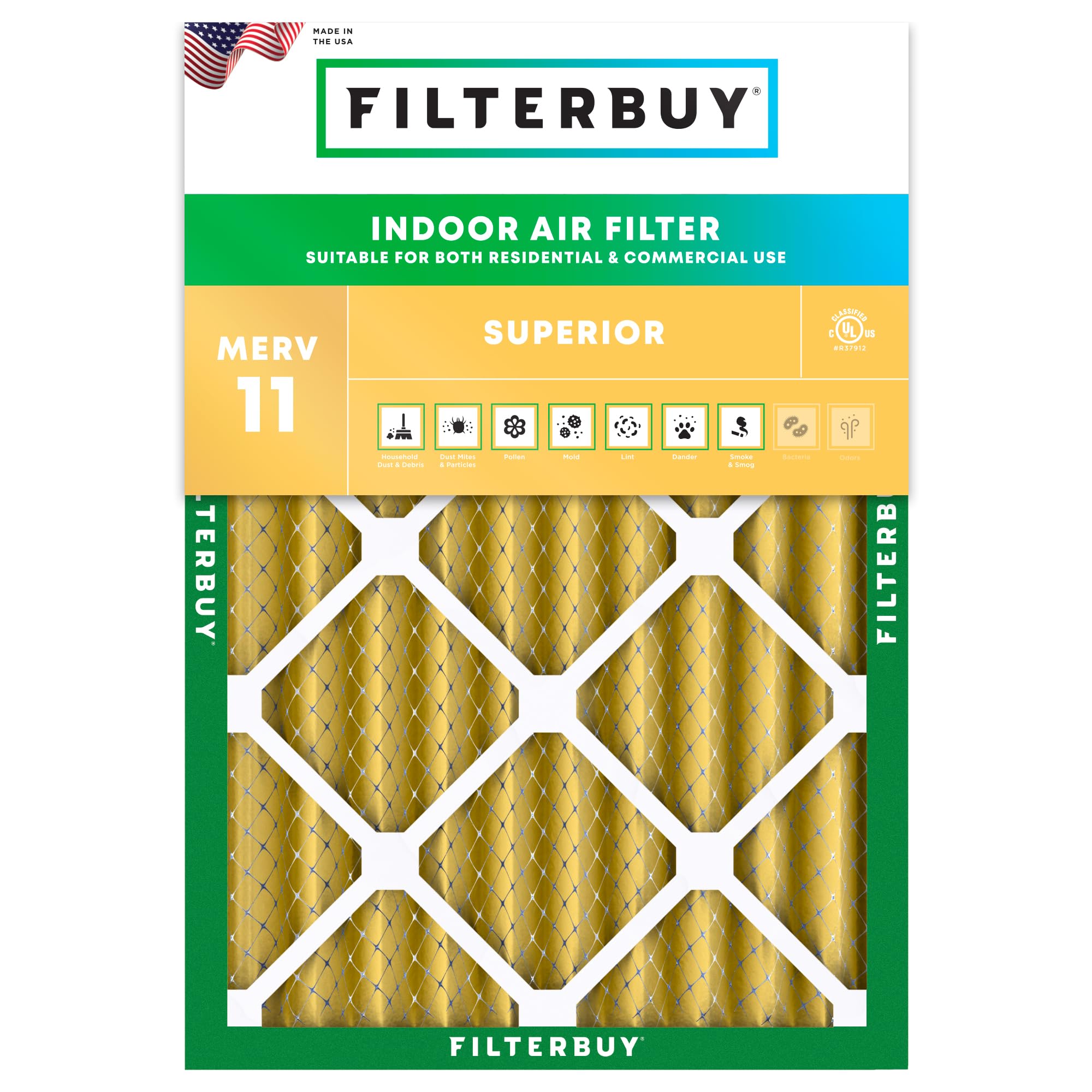 Filterbuy 20x25x4 Air Filter MERV 11 Allergen Defense (1-Pack), Pleated HVAC AC Furnace Air Filters Replacement (Actual Size: 19.50 x 24.50 x 3.63 Inches)