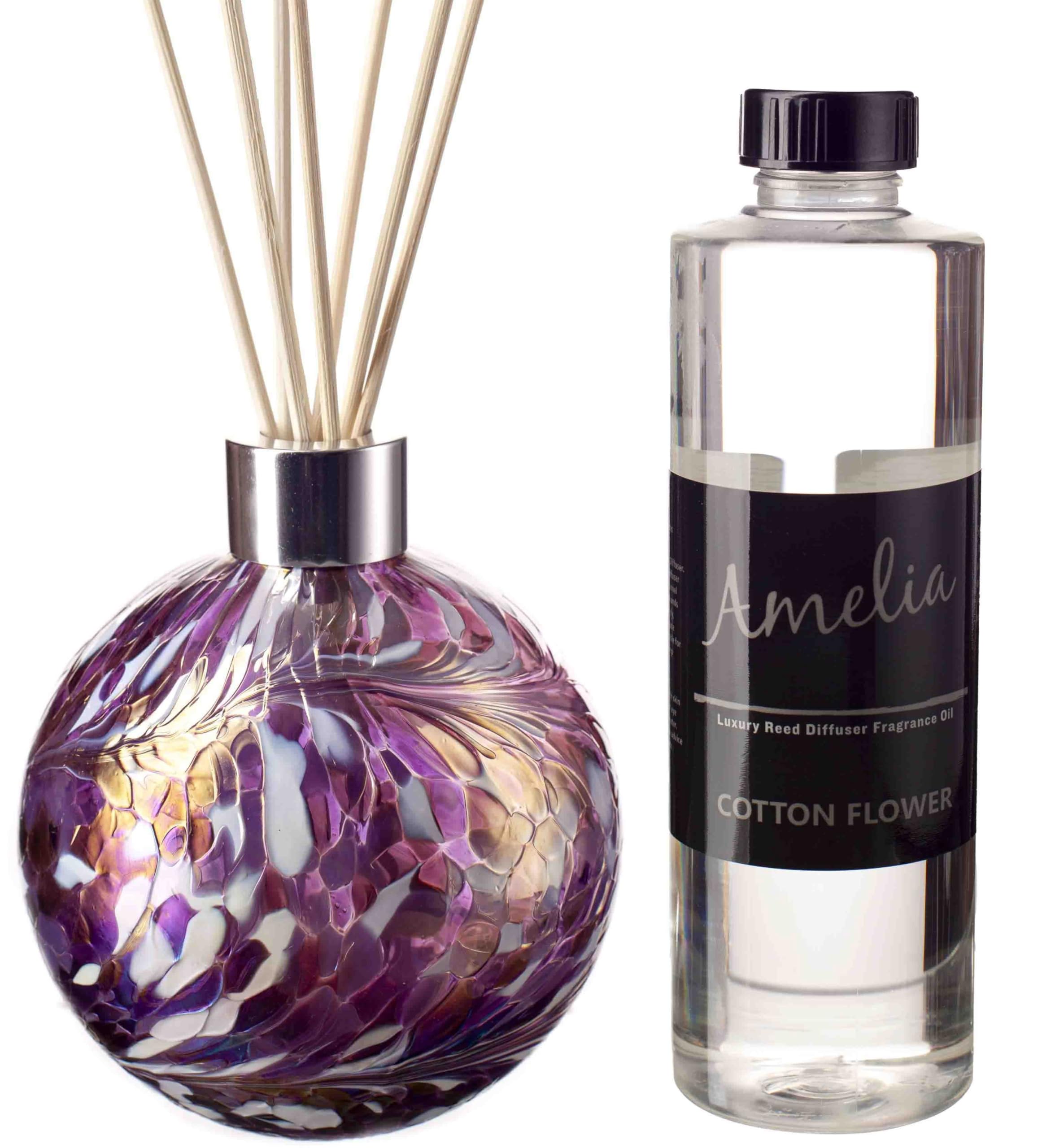 Reed Diffuser Gift Set - Violet & White with Sweet Pea Fragrance