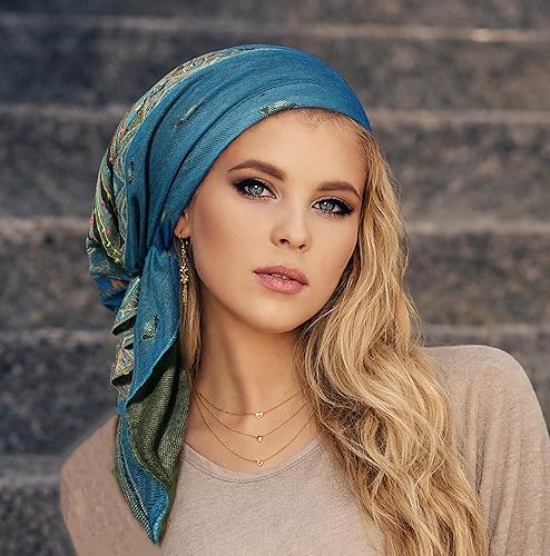 Miniatura 3 de ShariRose Pañuelo de cachemira para mujer, Tichel súper suave, cubierta para la cabeza, pañuelo preatado hecho a mano