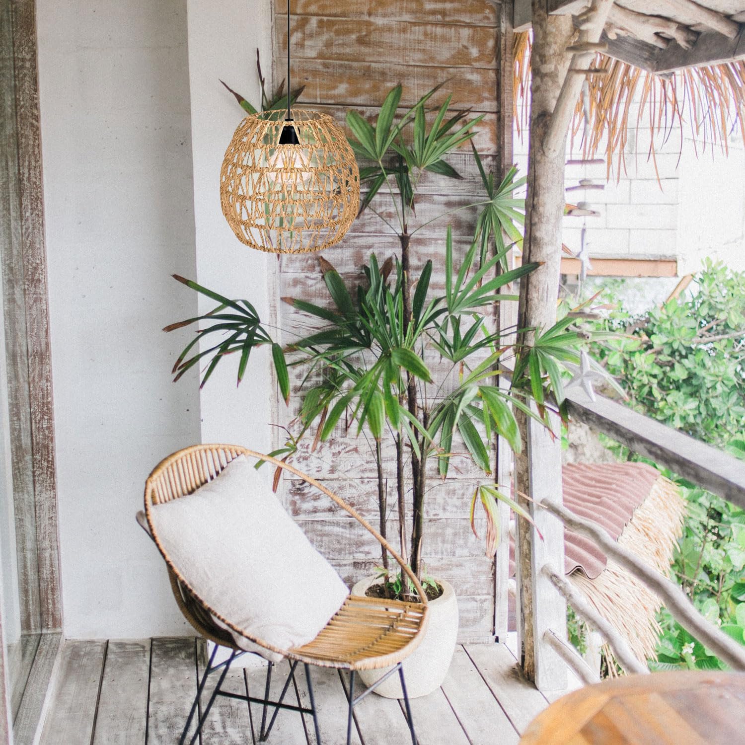 3x Rattan Hängelampe mit Batterie Außen Innen Hängeleuchte Batteriebetriebene Lampe Tragbare Boho Korb Lampenschirm Pendelleuchte ohne Strom Stromanschluss Outdoor Beleuchtung für Garten
