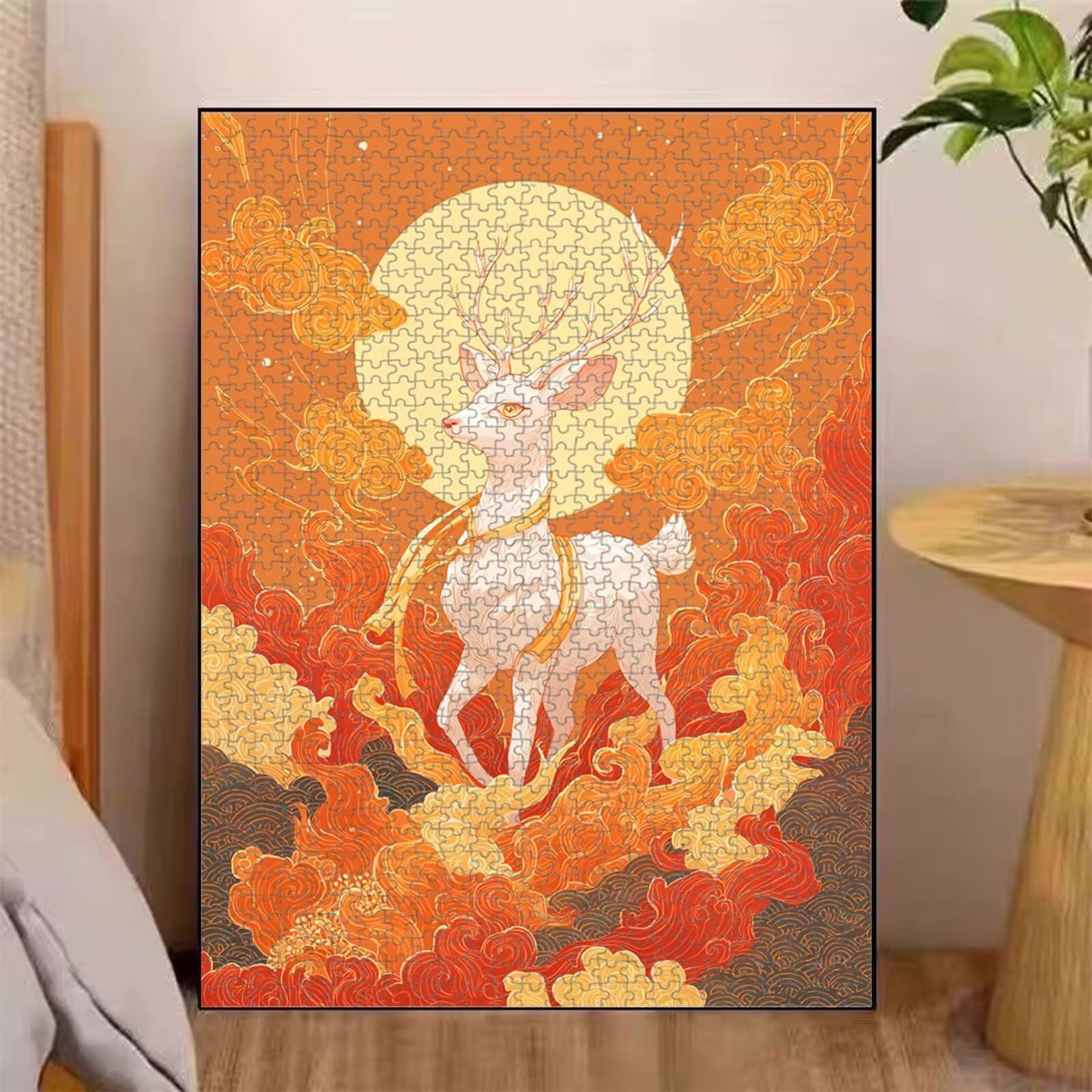 Puzzle 5000 elementów dla dorosłych, jeleń i abstrakcyjne drewniane puzzle