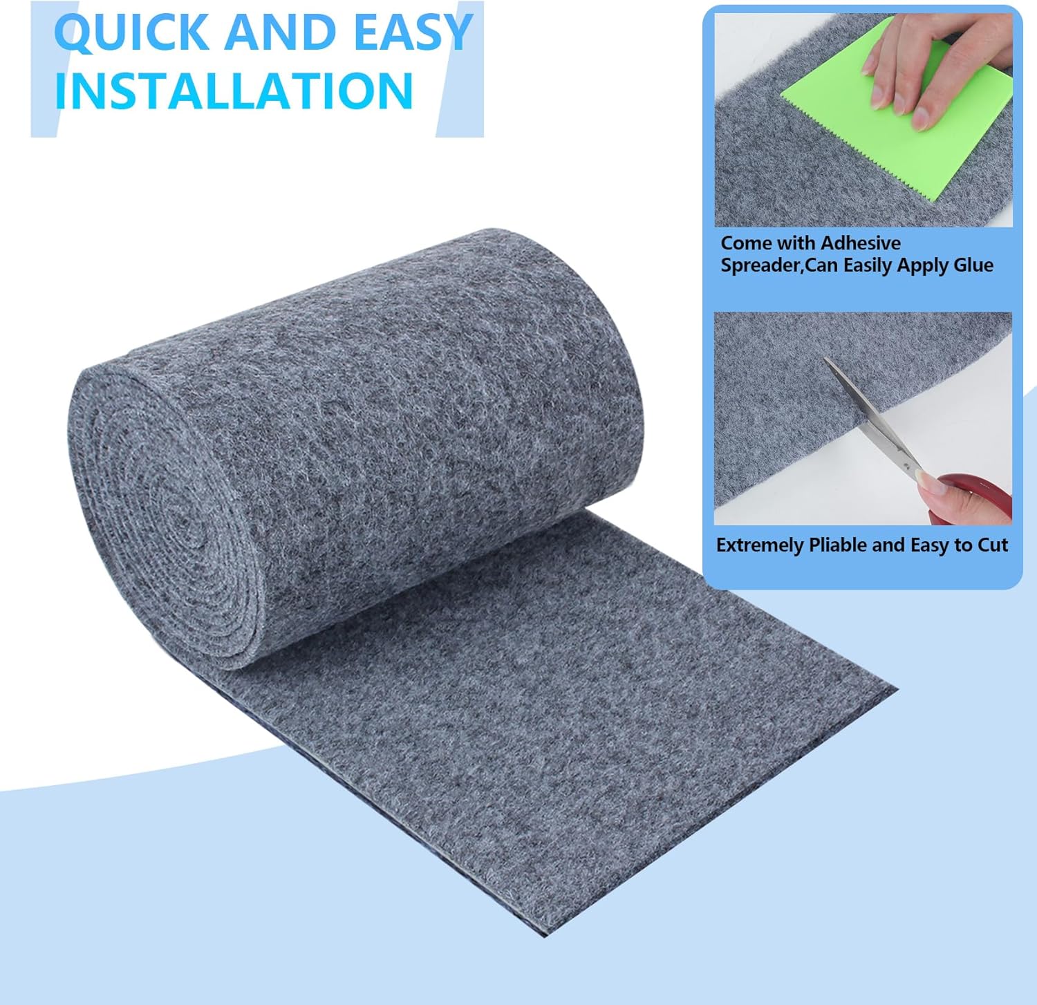 Boat Trailer Bunk Carpet, 20ft X 20in Bunk Carpet for Boat Trailers, 8mm Thickness Trailer Bunk Carpets for Boat Trailers or Jet Ski Ramps - Light Grey