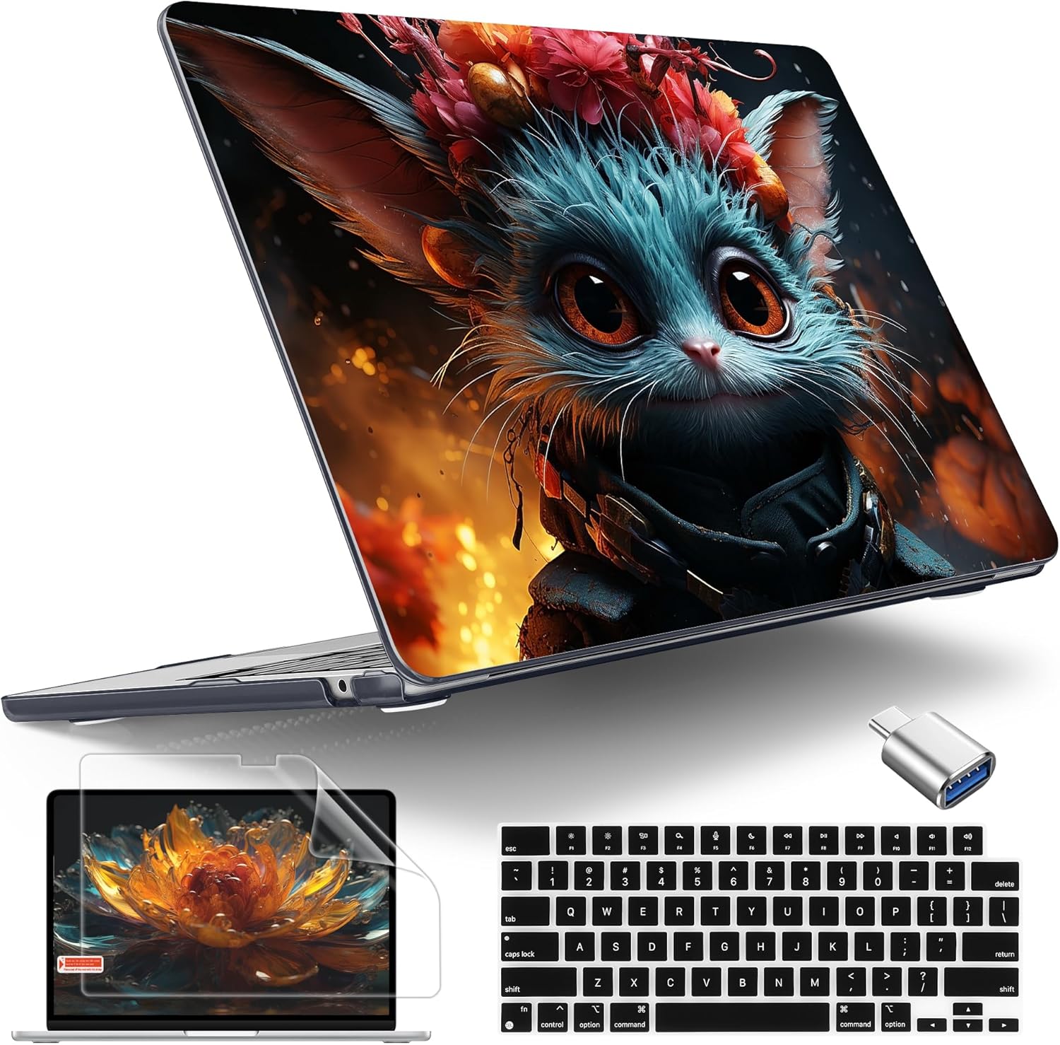 Tuiklol for M5 MacBook Air 13.6 inch Case 2026 2025 2024 2022 Release M4 M3 M2 Chip Model A3449 A3240 A3113 A2681, Plastic Hard Shell Cover for with Touch ID, Mythical cat