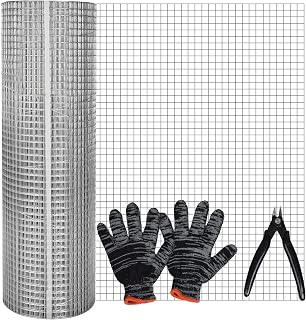 Hardware Cloth 1/4 Inch 8in X 20ft Galvanized After Welding 23 Gauge Square Chicken Wire Fence Mesh Roll Raised Garden Bed Plant Supports Poultry Netting Cage Snake Fence (8in x 20FT)