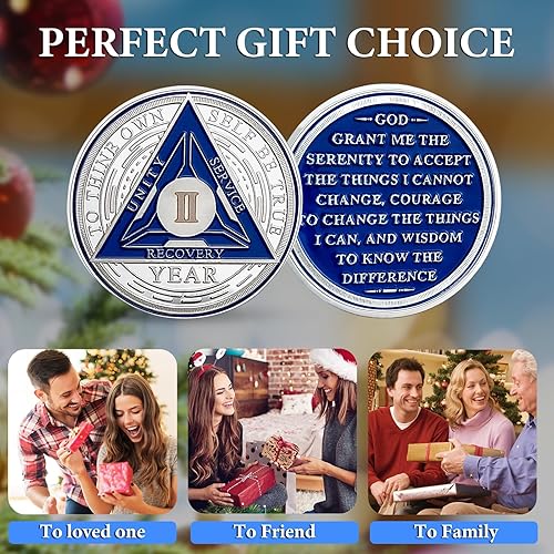 Miniatura 6 de IELCJJ 2 años de sobriedad Chips AA Moneda Triplate Medalla Chip Medal Recuperación Aniversario Token Sobriedad Regalos