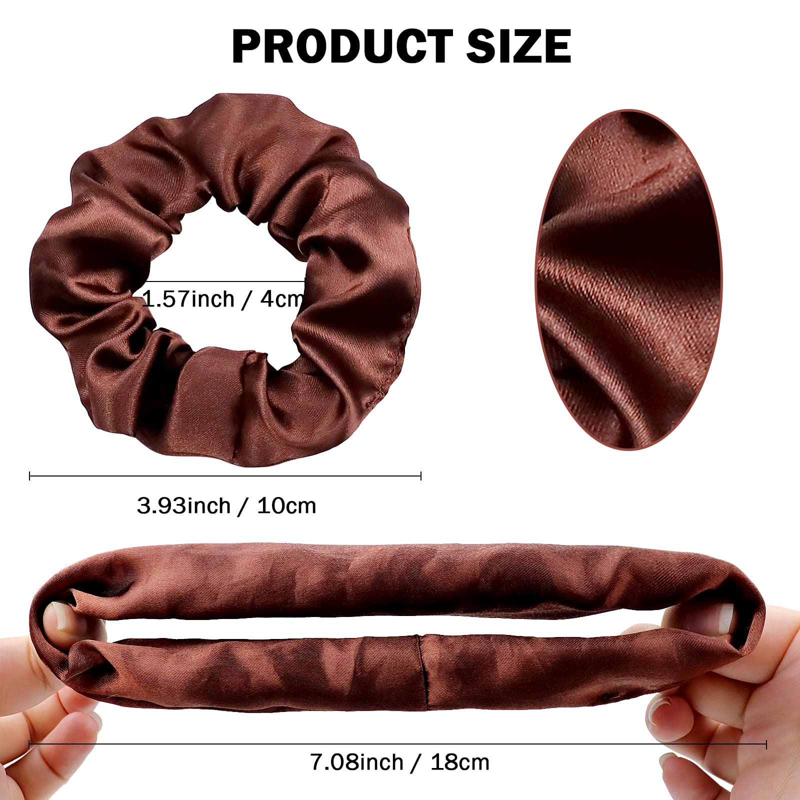 Kavya Silk Scrunchies - Satin & Silk Bobbles Elastic Hair Ties for Ponytail Holders - Women's Hair Accessories (12 Pcs) - Image 4