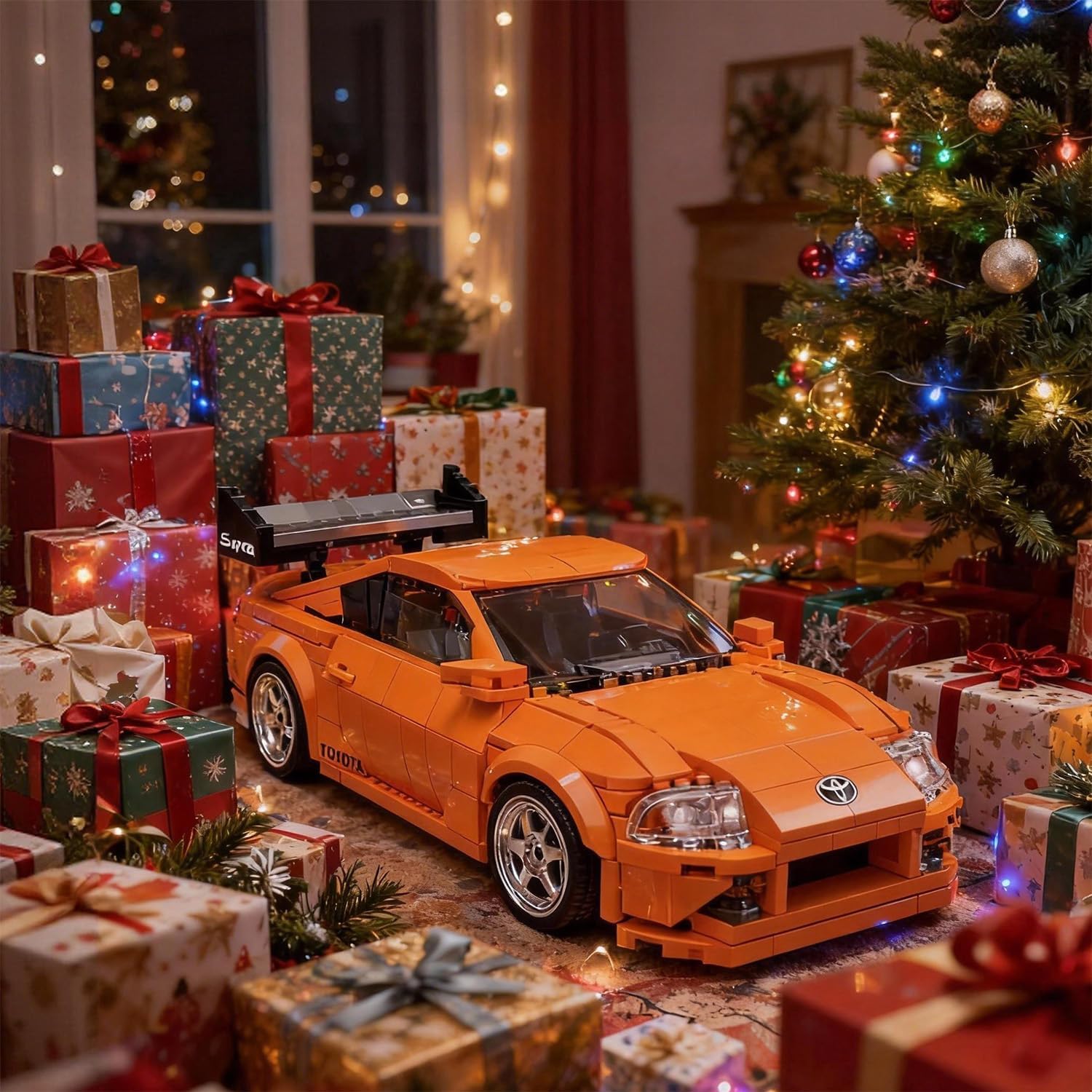 Toyota Supra Toy Car, Building Blocks Car A80 Building Toy for Kids with Display Case, 1:32 Scale Model Sports Car Building Set for Kids Ages 14+ & Racing Fans - Gift Idea for Birthdays (439 PCS)