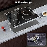 Vista 7 de Estufa eléctrica de 30 pulgadas, 4 quemadores, placa de cerámica integrada, estufa eléctrica radiante de 30 pulgadas con control de perilla