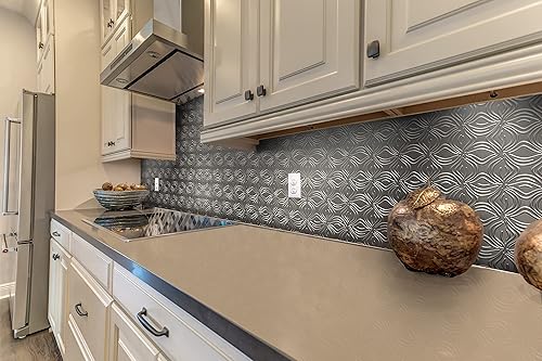 Miniatura 4 de Retro-Art 703537 - Paneles de pared 3D para cocina, paquete de 6, orquídeas metálicas entrelazadas en cobre plateado, PVC, 24.5 x 18.5 pulgadas,