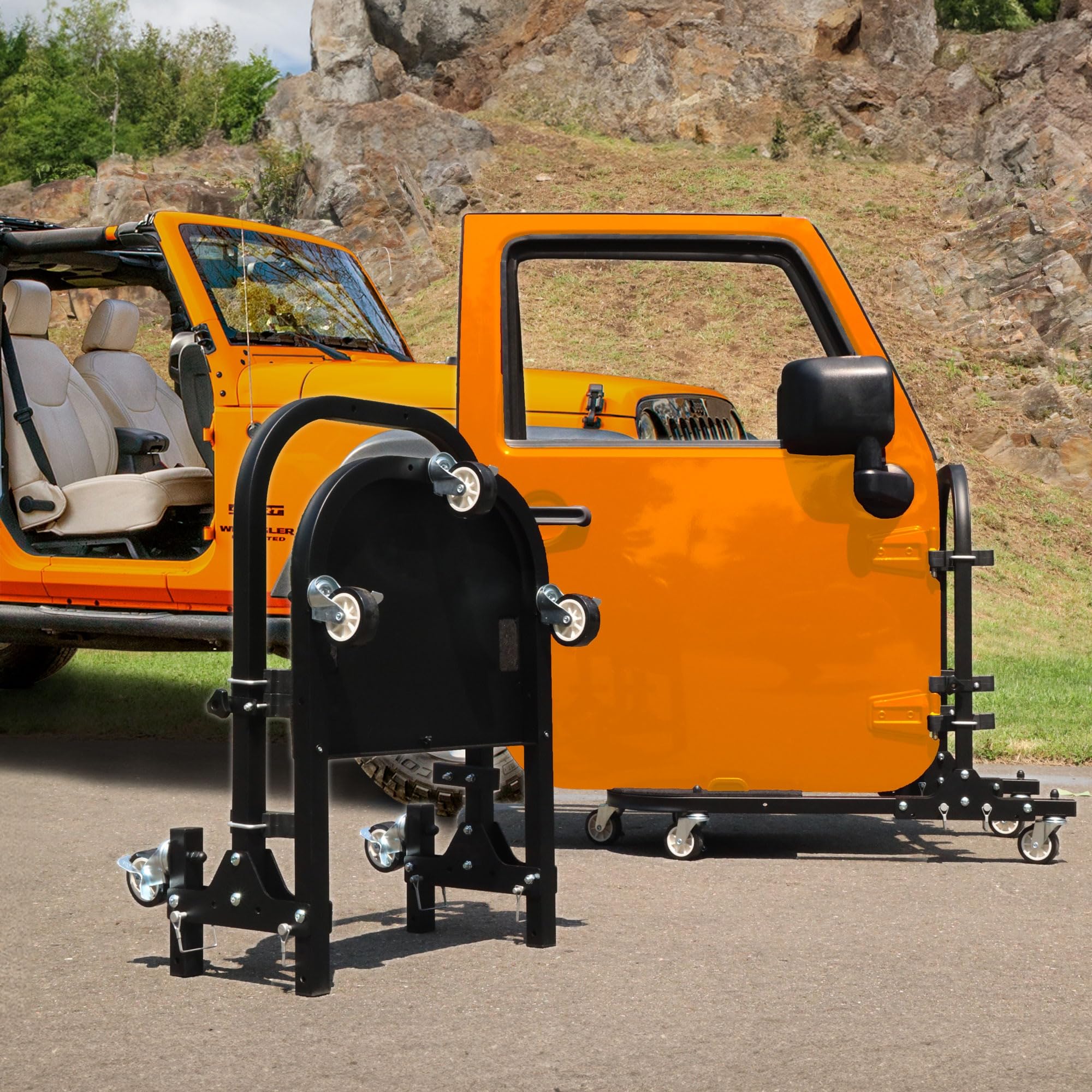 EZ4X4 2-Door Black Rolling Storage Cart Foldable Rack fits JL JK TJ YJ Patented