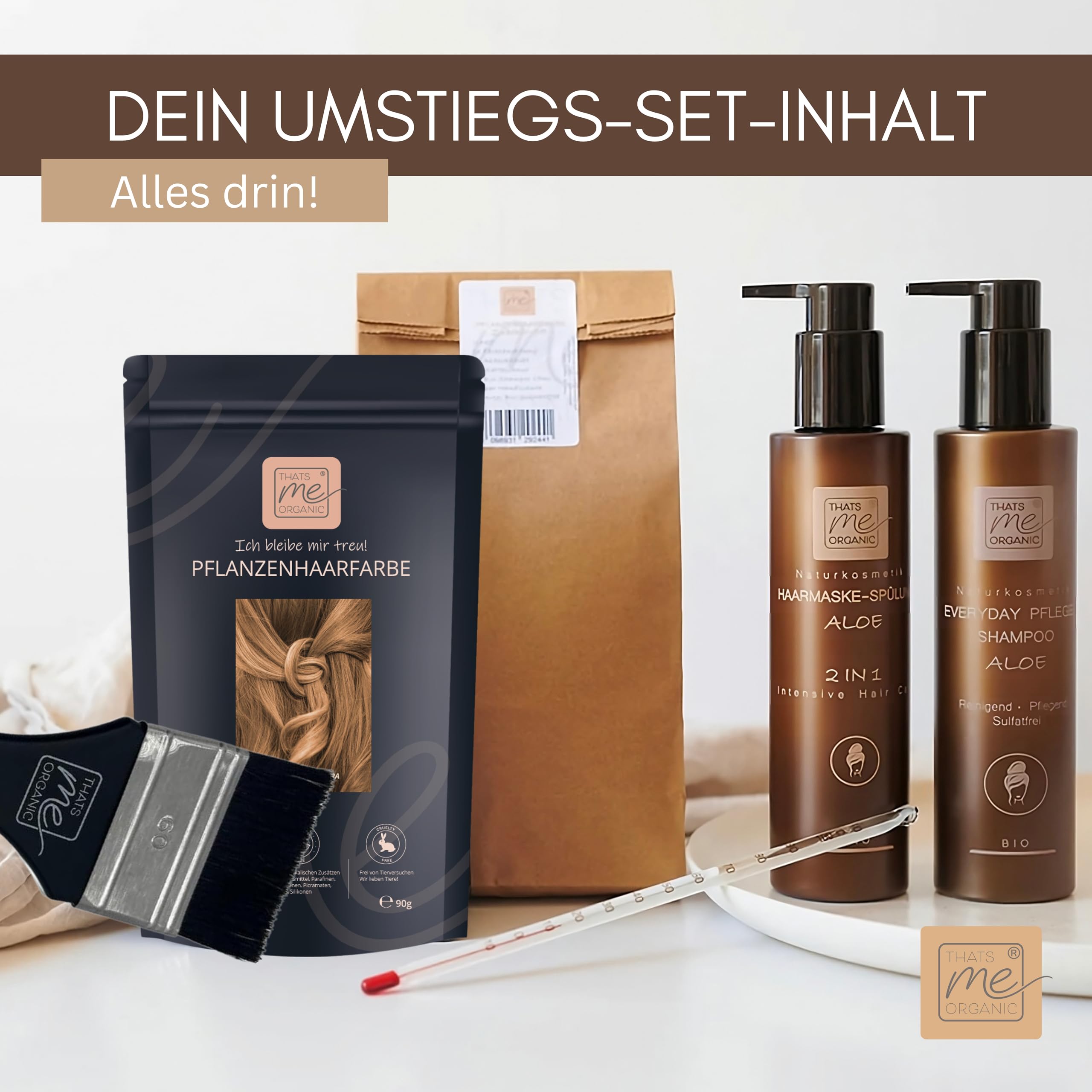 Thats me Organic® Profi Pflanzenhaarfarbe Komplettset (warm dark sahara blond) – Bio Haarfarbe ohne Chemie – Haarfarbe für gesundes Haarefärben auch während Schwangerschaft und Stillzeit
