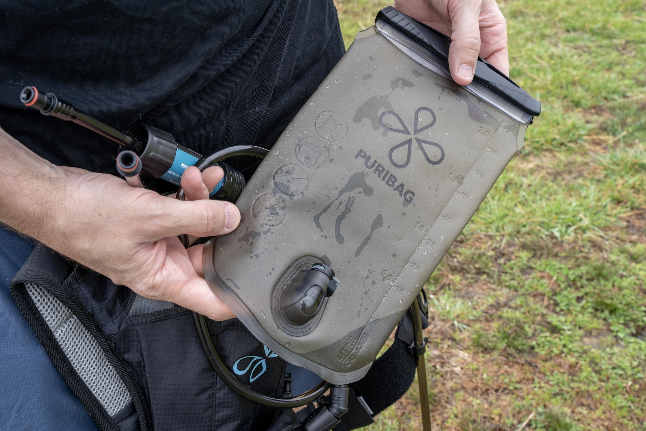 Puribag Adventure Vessie : poche d'hydratation 2L avec filtre – poche à eau de rechange compatible avec d'autres systèmes, parfaite pour la randonnée et le vélo