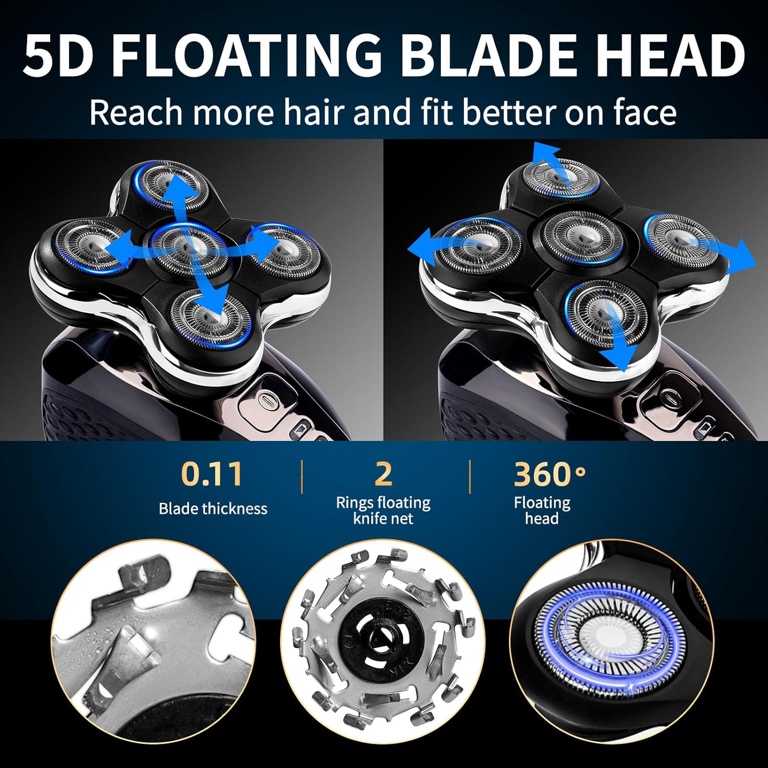 2 Pack Balder Pro Replacement Heads for Remington XR7000 Shaver,Balder Pro Head Shaver XR1500,XR1501 Replacement Blades,5 Dual Track Precision Blades for Bald Men,with 2PCS Cleaning Brushes