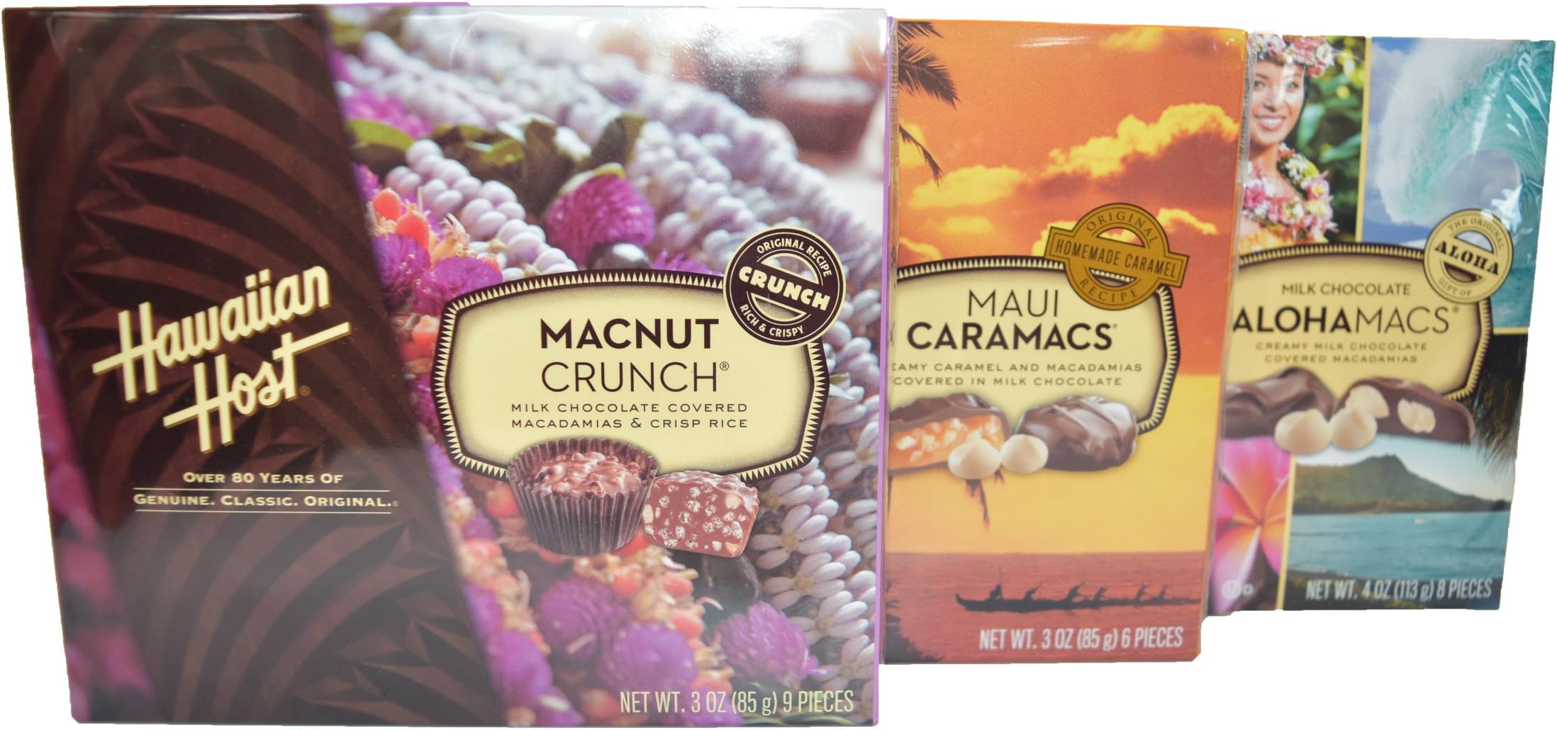 Macadamia Nut Variety Bundle with MacNut Crunch, Maui Caramacs, and AlohaMac